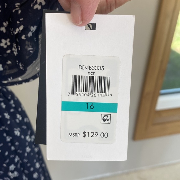 DKNY Womens Printed Ruffle-Sleeve Tie Waist Dress - Size 16 NWT - Picture 5 of 11